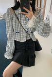 Long Sleeve Sweet Bow Hollow Out Cropped Blouse Shirt