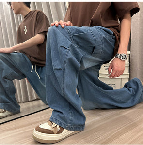 Loose Wide Leg Cargo Men Jeans Pants