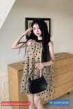 Loose Halter Retro Polka Dot Pattern Mini Dress