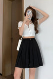 Elastic Waist Pleated Style Casual Shorts Pants