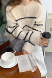 Loose Casual O-Neck Striped Knitted Sweater