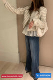 Long Sleeve Elegant Striped Tweed Jacket