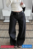 Loose Retro Washed Black Jeans Pants