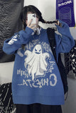 Loose Retro Ghost Printed Sweater