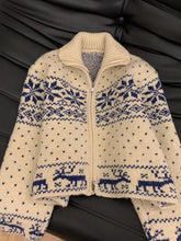 Snowflake Elk Printed Christmas Cardigan Sweater