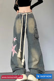 Stars Side Pattern Retro Long Jeans Pants