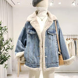 Two Sided Fur Collar Style Denim Jacket