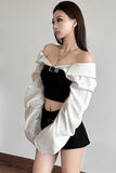 Long Sleeve Sexy Off Shoulder Slash Neck Blouse Shirts