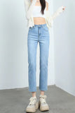 High Waist Straight Basic Slim Jeans Pants