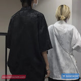 Short Sleeve Dragon Pattern Chinese Style Blouse Shirt