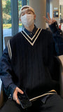 Vintage V-Neck Knitted Men Vest Sweater