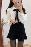 Long Sleeve Cute Bow Elegant Blouse Shirt
