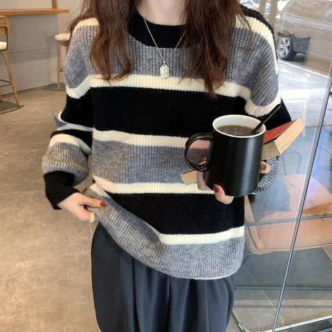 Striped Knitted Loose Casual Sweater