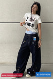 High Waist Cool Pattern Embroidered Jeans Pants