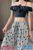 Cute Hearts Full Pattern Long Plaid Pants