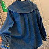 Long Sleeve Peter Pan Collar Denim Blouse Shirt