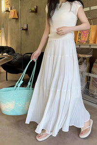 High Waist Long Pleated Style Casual Skirts
