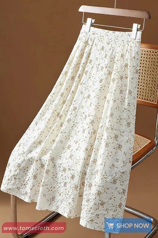 High Waist Floral Pattern A-Line Long Skirts
