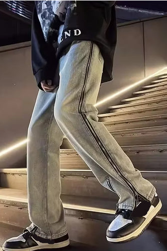 High Waist Long Zipper Jeans Pants