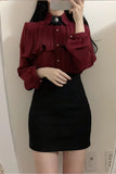 Long Sleeve Vintage Style Office Blouse Shirt
