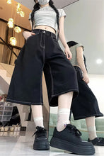 High Waist Loose Black Denim Shorts