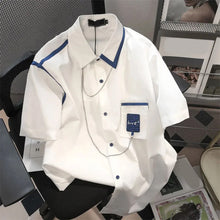 Short Sleeve Retro Love Pocket Printed With Chain Blouse Shirt