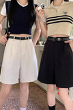 Loose Style Casual Shorts With Belt