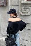 Long Sleeve Sexy Off Shoulder Halter Neck Sweatshirt
