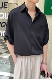 Half Sleeve Solid Colors Men Blouse Shirt