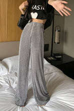 High Waist Plaid Pleated Long Pants