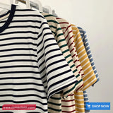Short Sleeve Retro Casual Striped Shirts