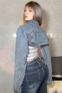 Sexy Cropped Style Open Denim Jacket