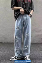 Cross Embroidered Hip Hop Jeans Pants