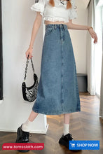 High Waist Medium Length Denim Skirts