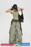Loose Wide Leg Lace Patchwork Hip Hop Camouflage Pants