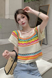 U-Neck Colorful Knitted Casual Shirts