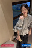 Lace Splicing Off Shoulder O-Neck Sweater