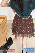 High Waist Floral Pattern Chiffon Mini Skirts