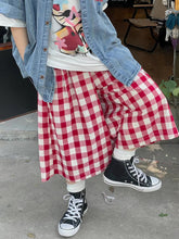 High Waist Red Plaid Loose Pants