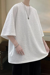Loose Short Sleeve Textured Style Men Shirt