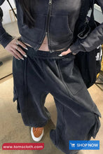 Loose Wide Leg Cargo Pockets Cotton Jogger Sweatpants