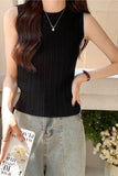 Sleeveless Knitted Tank Cropped Tops