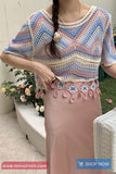 Short Sleeve Pastel Colors Crochet Knitted Shirts