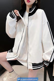 Long Sleeve Striped Style Zipper Jacket