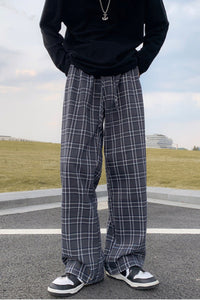 Loose Plaid Hip Hop Men Pants