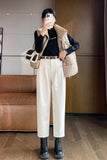 High Waist Woolen Thick Casual Pants