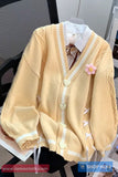 Long Sleeve Cute V-Neck Daisy Cardigan Sweater