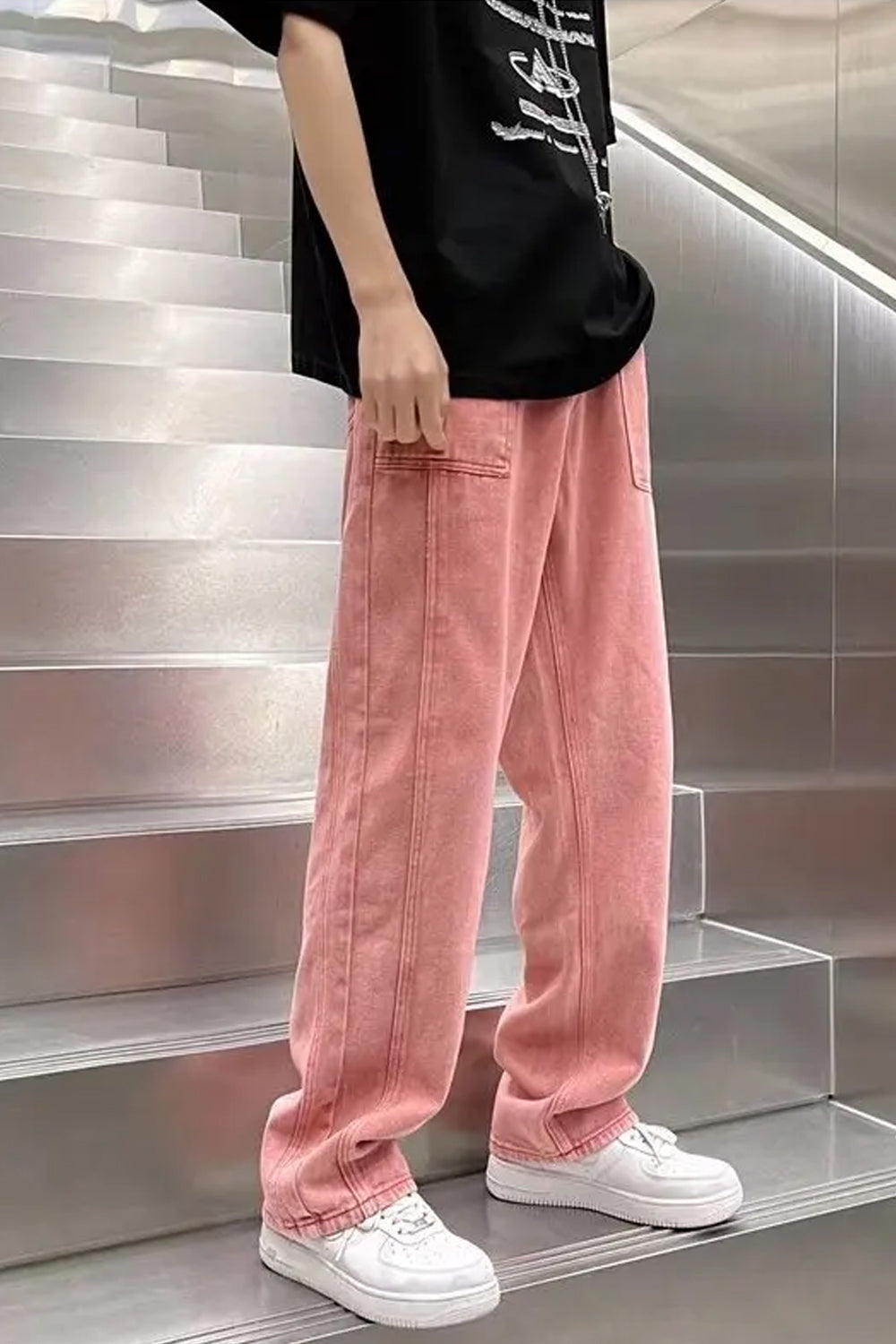 Loose Hip Hop Pink Men Jeans Pants