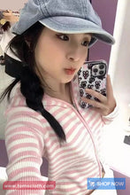 Long Sleeve Pink Striped Zipper Hooded Slim Sweatshirt