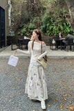 Loose Retro Floral Pattern Elegant Skirts